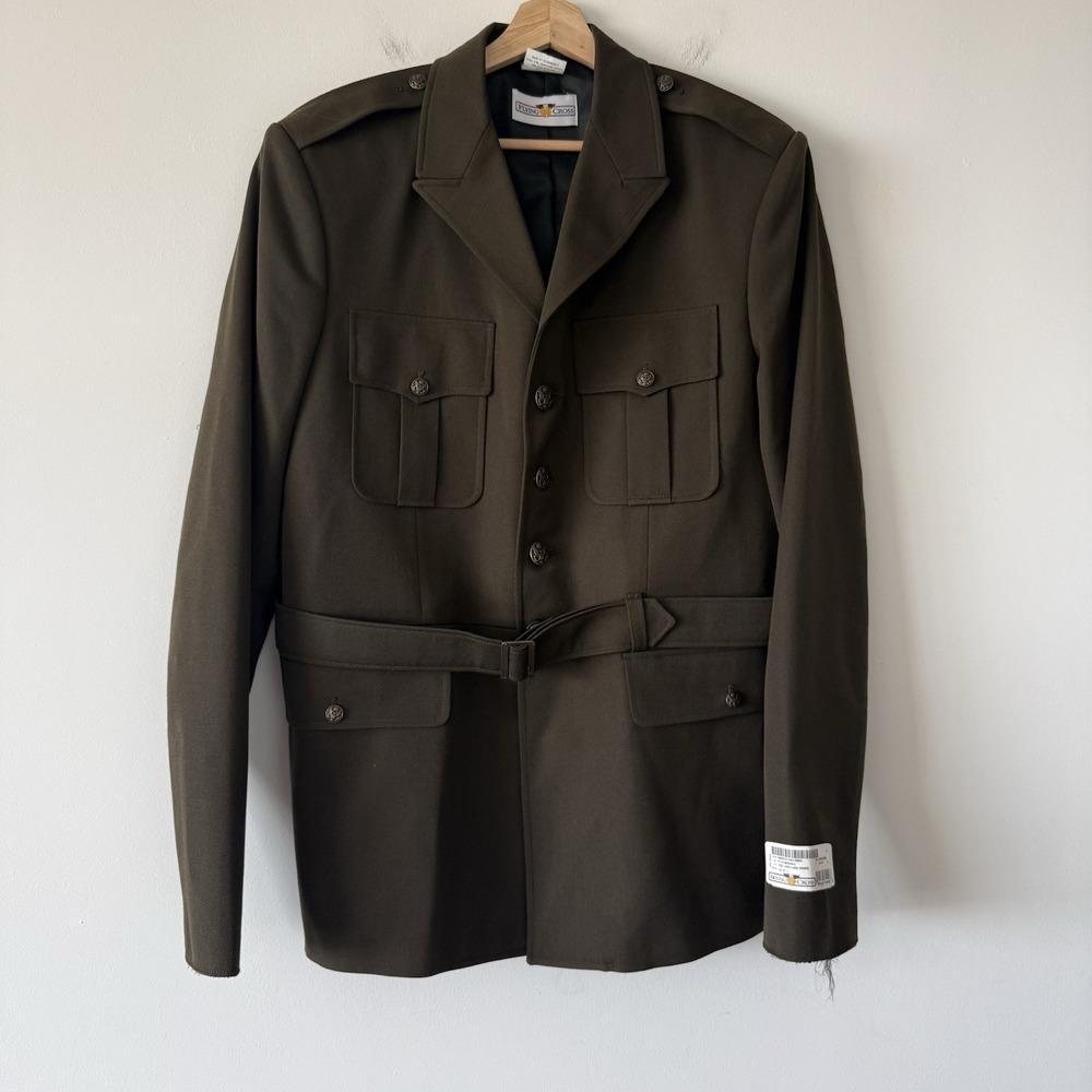 FLYING CROSS AGSU Uniform Coat Belted Men's SZ 46 R Heritage Green UNHEMMED